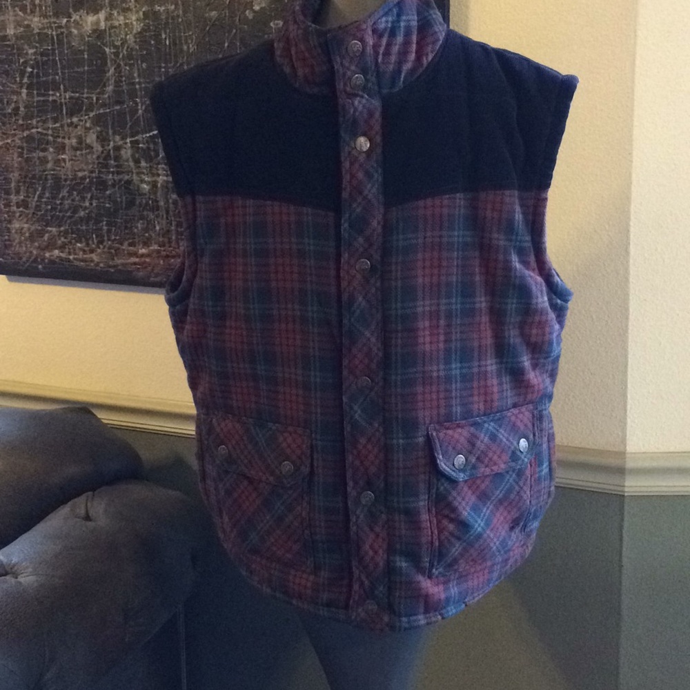 Kane & Unke Quilted Plaid Vest w/ Corduroy Yokes - Picture 4 of 8